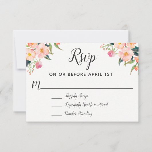 Boho Watercolor Floral Wedding RSVP (Vorderseite)