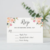 Boho Watercolor Floral Wedding RSVP (Stehend Vorderseite)