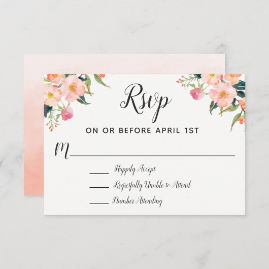 Boho Watercolor Floral Wedding RSVP (Vorne/Hinten)