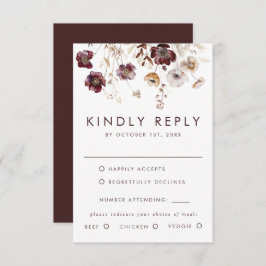 Boho Watercolor Floral Wedding RSVP Karte