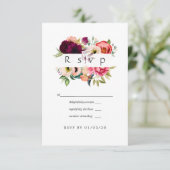 Boho Watercolor Floral Wedding RSVP Karte (Stehend Vorderseite)