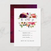 Boho Watercolor Floral Wedding RSVP Karte (Vorne/Hinten)
