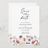 Boho Watercolor Floral Wedding Save The Date (Vorne/Hinten)