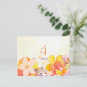 Boho Watercolor Floral Wedding Tischnummer Card (Stehend Vorderseite)