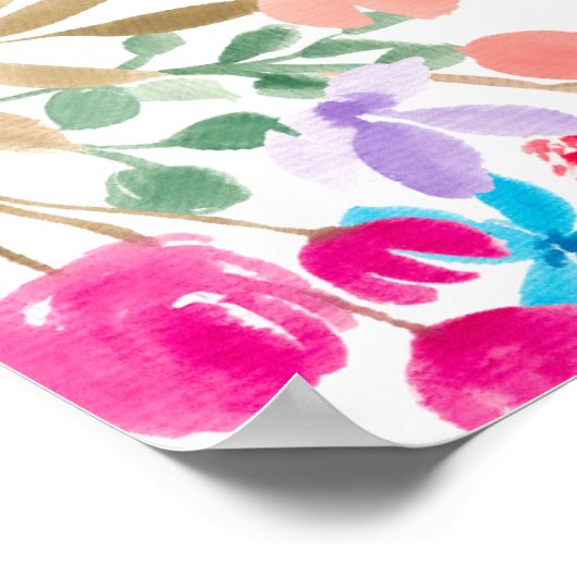 Boho Watercolor Floral Wedding Willkommen Poster (Ecke)