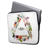 Boho Watercolor Florals Triangle Frame Monogram Laptopschutzhülle (Vorderseite Links)