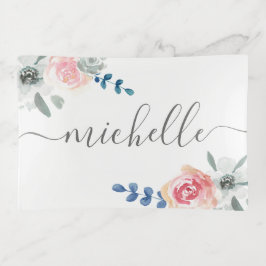 Boho Watercolor Flororal Personalisiert Name Skrip Dekoschale