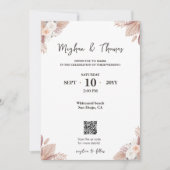 Boho Watercolor Flowers Template QR code Wedding Einladung (Vorderseite)