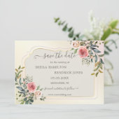 Boho Watercolor Foto Save the Date Card (Stehend Vorderseite)