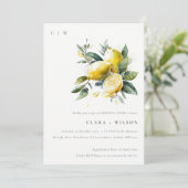 Boho Watercolor Gelbe Zitrone Garten Morgens Einladung (Stehend Vorderseite)
