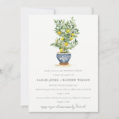 Boho Watercolor Gelbe Zitrone Probe Abendessen Einladung (Vorderseite)