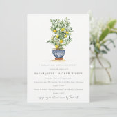 Boho Watercolor Gelbe Zitrone Probe Abendessen Einladung (Stehend Vorderseite)