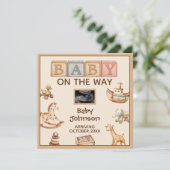 Boho Watercolor Gender Neutral Digital Pregnancy Ankündigung (Stehend Vorderseite)