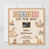 Boho Watercolor Gender Neutral Digital Pregnancy Ankündigung (Vorderseite)