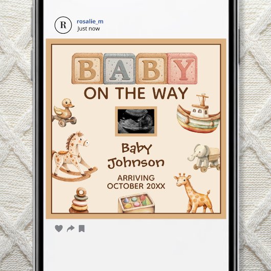 Boho Watercolor Gender Neutral Digital Pregnancy Ankündigung