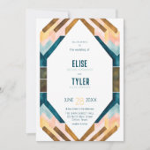 Boho Watercolor gesteinigtes Glas Aztec Wedding Einladung (Vorderseite)