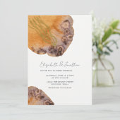 Boho Watercolor Gold Orange Simple Wedding Einladung (Stehend Vorderseite)