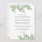 Boho Watercolor Greenery Elegante Klassik Einladung (Vorderseite)