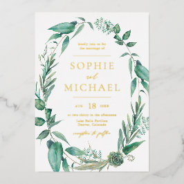 Boho Watercolor Greenery und Succulents Wedding Folieneinladung
