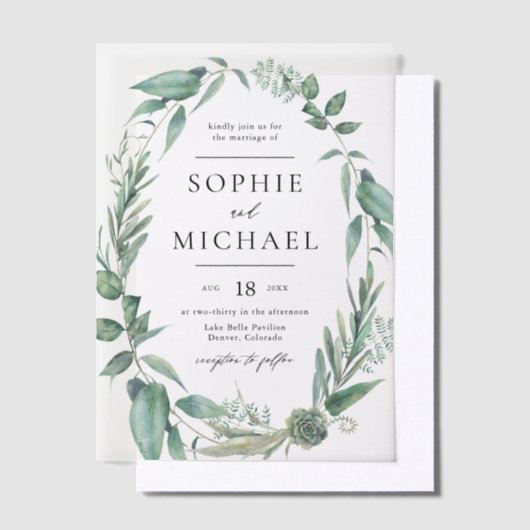 Boho Watercolor Greenery und Succulents Wedding Pergament Einladungen (Versetzt)