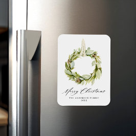 Boho Watercolor Greenery Wreath Non Foto Holiday Magnet