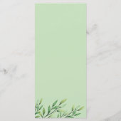 Boho Watercolor Grüne Zweigstelle Elegante Hochzei Menükarte (Rückseite)