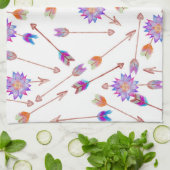Boho Watercolor-handgemalte Blume und Pfeile Geschirrtuch (Gefaltet)