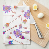Boho Watercolor-handgemalte Blume und Pfeile Geschirrtuch (Viertel Falte)