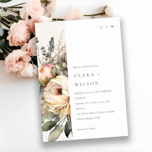 Boho Watercolor Herbst Blumenzwiebelfeier Einladung