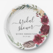 Boho Watercolor Herbst Brautparty Pappteller (Vorderseite)