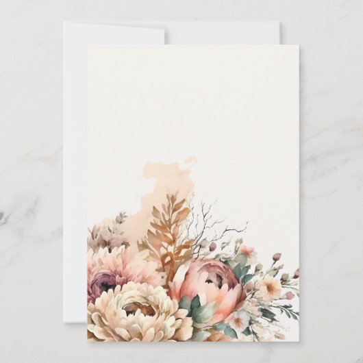 Boho Watercolor Herbst Herbstwochenende Blumenfest Dankeskarte (Rückseite)