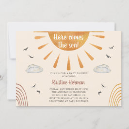 Boho Watercolor hier kommt die Son Baby Dusche Einladung