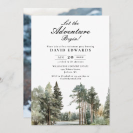 Boho Watercolor Lake Forest Retirement Party Foto Einladung