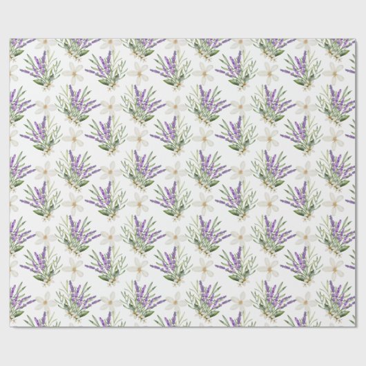 Boho Watercolor Lavender Blumenhochzeit Geschenkpapier (Flach)