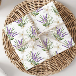 Boho Watercolor Lavender Blumenhochzeit Geschenkpapier