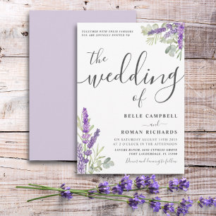 Boho Watercolor Lavender Floral Wedding Einladung