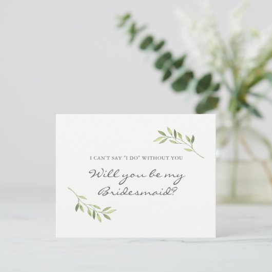 Boho Watercolor Leaf Bridesmaid Card Einladung (Stehend Vorderseite)