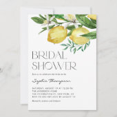 Boho Watercolor Lemon and Blooms Brautparty Einladung (Vorderseite)