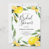 Boho Watercolor Lemon Brautparty Einladung (Vorderseite)