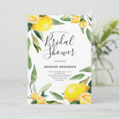 Boho Watercolor Lemon Brautparty Einladung (Stehend Vorderseite)