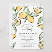 Boho Watercolor Lemon Citrus Greenery Summer Einladung (Vorderseite)