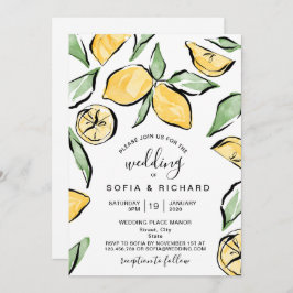 Boho Watercolor Lemon Citrus Greenery Summer Einladung