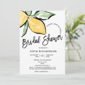 Boho Watercolor Lemon Citrus Greenery Summer Einladung (Stehend Vorderseite)