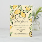 Boho Watercolor Lemon Citrus Greenery Summer Einladung (Stehend Vorderseite)