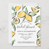 Boho Watercolor Lemon Citrus Greenery Summer Einladung (Vorderseite)