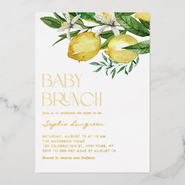 Boho Watercolor Lemon Floral Baby Dusche Brunch Folieneinladung