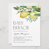 Boho Watercolor Lemon und Blooms Baby Brunch Einladung (Vorderseite)