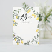 Boho Watercolor Lemon Wreath Advisor Card Hinweiskarte (Stehend Vorderseite)