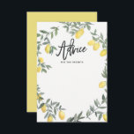 Boho Watercolor Lemon Wreath Advisor Card Hinweiskarte<br><div class="desc">Boho-inspiriert Ratgeber-Karte mit Aquarelllachs Kranz. Hell und skurril,  perfekt für Brautpartys,  Hochzeiten,  Babyduschen und ähnliche Veranstaltungen. Dieses Design ist für andere Veranstaltungen verfügbar.</div>