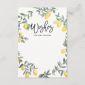 Boho Watercolor Lemon Wreath Baby Dusche wünscht Hinweiskarte (Vorderseite)